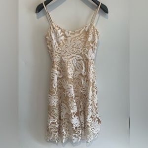 Dress the Population Layla Sweetheart Fit and Flare Midi Dress Off White